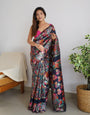 Sempiternal Navy Blue Pashmina saree With Amazing Blouse Piece