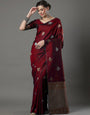 Transcendent Maroon Soft Silk Saree With Devastating Blouse Piece