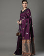 Tempting Wine Soft Silk Saree With Ideal Blouse Piece