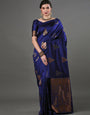 Artistic Blue Soft Silk Saree With Adoring Blouse Piece
