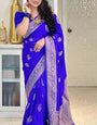 Sonorous Royal Blue Soft Silk Saree With Majesty Blouse Piece