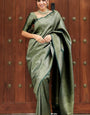 Ineffable Dark Green Soft Silk Saree With Pretty Blouse Piece