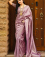 Sophisticated Lavender Soft Silk Saree With Serendipity Blouse Piece