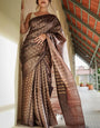 Glittering Brown Soft Silk Saree With Mesmeric Blouse Piece
