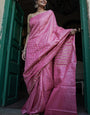 Lissome Pink Soft Silk Saree With Designer Blouse Piece