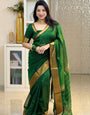 Preferable Dark Green Soft Silk Saree With Cynosure Blouse Piece
