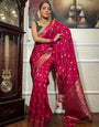 Imbrication Dark Pink Soft Silk Saree With Prominent Blouse Piece