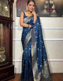 Lagniappe Navy Blue Soft Silk Saree With Bewitching Blouse Piece
