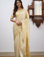 Lagniappe Beige Soft Silk Saree With Imaginative Blouse Piece