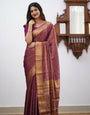 Fugacious Purple Soft Silk Saree With Demesne Blouse Piece