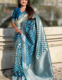 Inspiring Firozi Soft Silk Saree With Lissome Blouse Piece