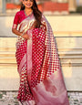 Engaging Red Soft Silk Saree With Opulent Blouse Piece