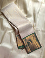Evocative Beige Soft Silk Saree With Charismatic Blouse Piece