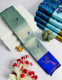 Staggering Sky Soft Banarasi Silk Saree With Impressive Blouse Piece