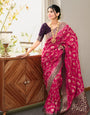 Luminous Dark Pink Soft Silk Saree With Conflate Blouse Piece