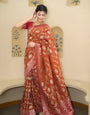 Super classy Orange Soft Silk Saree With Precious Blouse Piece