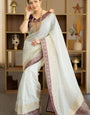 Gleaming Beige Soft Silk Saree With Enthralling Blouse Piece