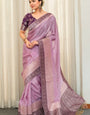 Dazzling Lavender Soft Silk Saree With Sumptuous Blouse Piece