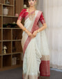 Charming Off White Soft Silk Saree With Refreshing Blouse Piece