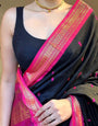 Scintilla Black Soft Silk Saree With Delightful Blouse Piece