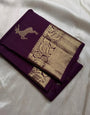 Ravishing Purple Soft Banarasi Silk Saree With Profuse  Blouse Piece