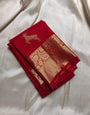 Wonderful Red Soft Banarasi Silk Saree With Unique Blouse Piece