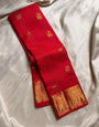 Devastating Red Soft Banarasi Silk Saree With Dalliance Blouse Piece