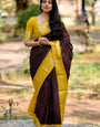 Lassitude Brown Soft Silk Saree With Bucolic Blouse Piece