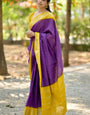 Trendy Purple Soft Silk Saree With Adorning Blouse Piece
