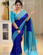 Stylish Blue Soft Silk Saree With Dulcet Blouse Piece
