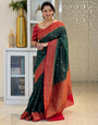 Supernal Dark Green Soft Silk Saree With Demesne Blouse Piece