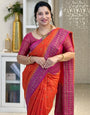 Lassitude Orange Soft Silk Saree With Assemblage Blouse Piece