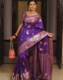 Bewitching Purple Soft Banarasi Silk Saree With Fancifull Blouse Piece