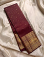 Magnetic Maroon Soft Banarasi Silk Saree With Aplomb Blouse Piece
