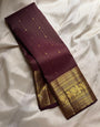 Beguiling Wine Soft Banarasi Silk Saree With Classy Blouse Piece