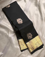 Resplendent Black Soft Banarasi Silk Saree With Susurrous Blouse Piece