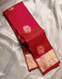 Piquant Red Soft Banarasi Silk Saree With Desiring Blouse Piece