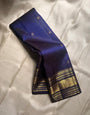 Adorning Navy Blue Soft Banarasi Silk Saree With Engaging Blouse Piece
