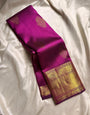 Skinny Purple Soft Banarasi Silk Saree With Beguiling Blouse Piece