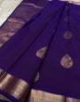 Glamorous Purple Pure Zari Weaving Banarasi Silk Saree With Appealing Blouse Piece
