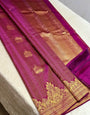 Lissome Dark Pink Pure Zari Weaving Banarasi Silk Saree With Majestic Blouse Piece