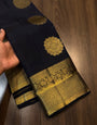 Incomparable Black Pure Zari Weaving Banarasi Silk Saree With Gleaming Blouse Piece