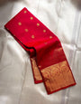 Excellent Red Pure Zari Weaving Banarasi Silk Saree With Trendy Blouse Piece