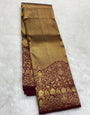 Exquisite Maroon Pure Zari Weaving Banarasi Silk Saree With Vibrant Blouse Piece