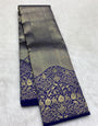 Fairytale Royal Blue Pure Zari Weaving Banarasi Silk Saree With Woebegone Blouse Piece