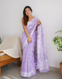 Mesmeric Lavender Cotton Silk Saree With Precious Blouse Piece