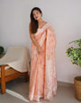 Blissful Peach Cotton Silk Saree With Lovely Blouse Piece