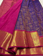 Sizzling Purple Soft Banarasi Silk Saree With Stunning Blouse Piece