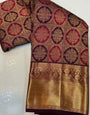 Improbable Purple Pure Zari Weaving Banarasi Silk Saree With Preferable Blouse Piece