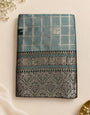 Exquisite Grey Pure Banarasi Silk Saree With Opulent Blouse Piece